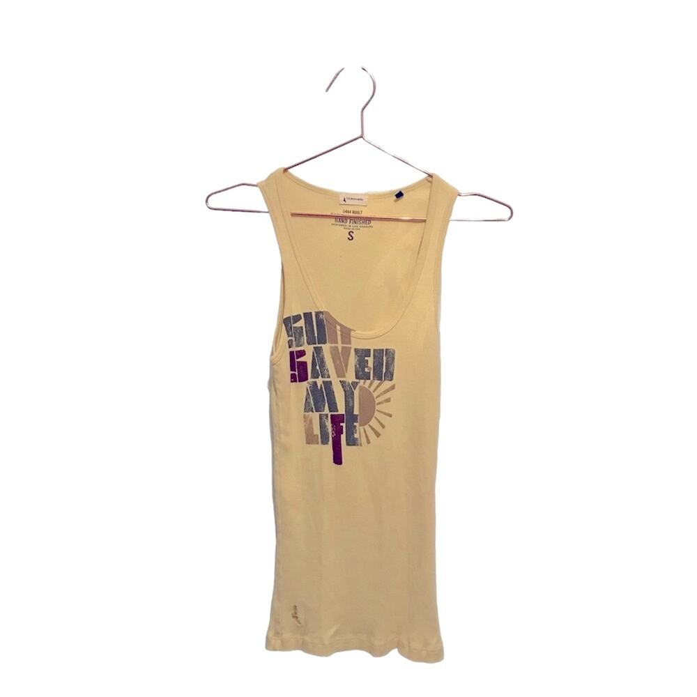 LA Denim Ribbed Yellow Tank Top - Size Small